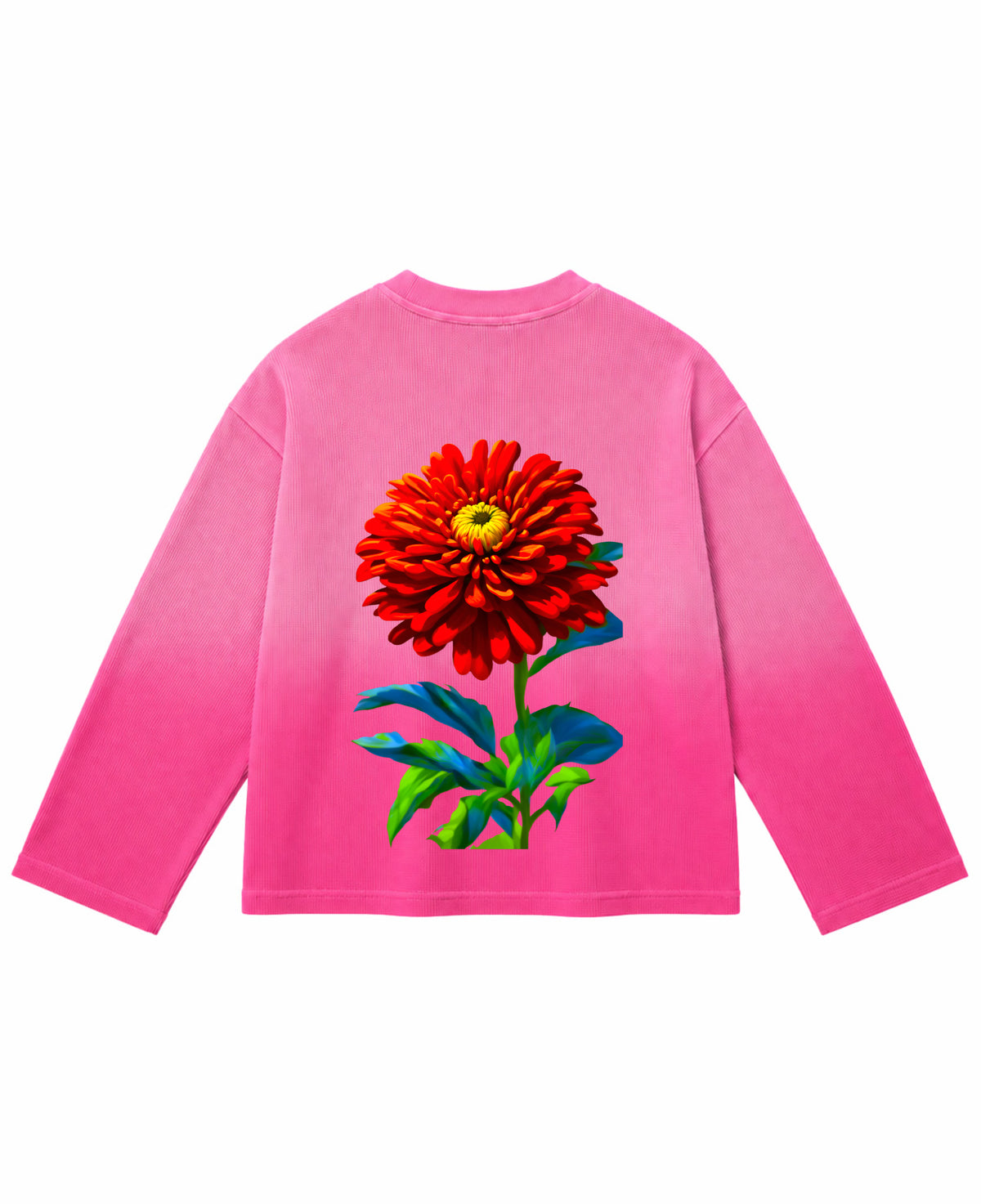 Pink Ombré Waffle Knit Oversized Full-Sleeve Back Design