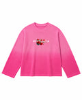 Pink Ombré Waffle Knit Oversized Full-Sleeve Front Design